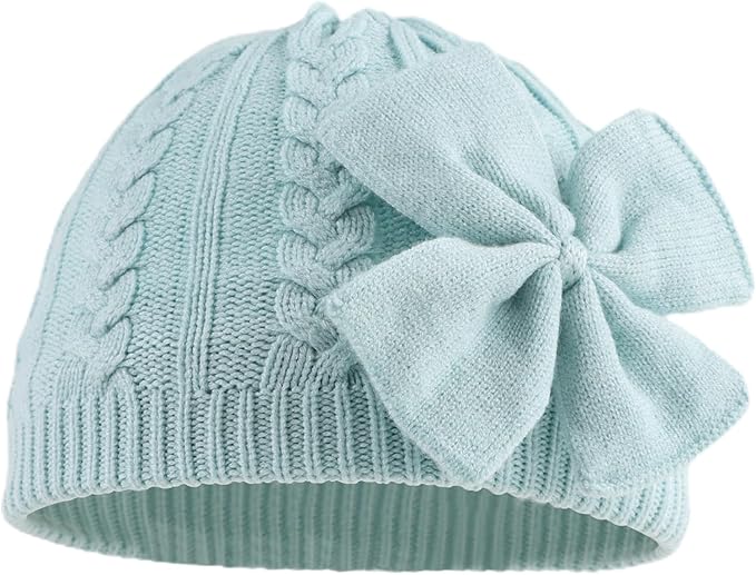 JANGANNSA Winter Warm Knitted Baby Hat for Girls Cotton Lined Infant Toddler Hat Autumn Cute Bow Classic Girls Beanie 0-6Y