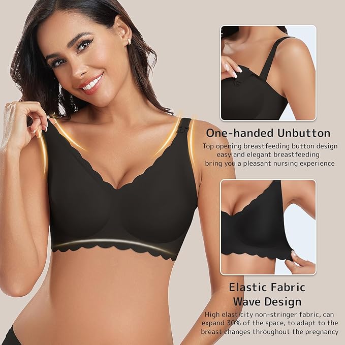 Gailife 3 Pack Nursing Bras for Breastfeeding Seamless Wireless Maternity Bras for Pregnancy Soft Sleep Breastfeeding Bra