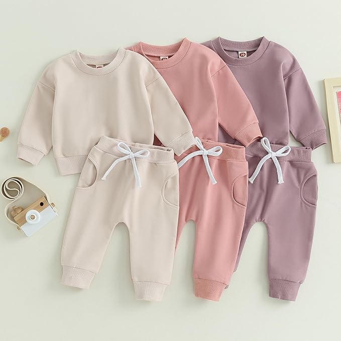 Tiaham Baby Boy Clothes Girl Outfits Fashion Sweatshirt Sweat Pant Kids Toddler Tops Pant Sets