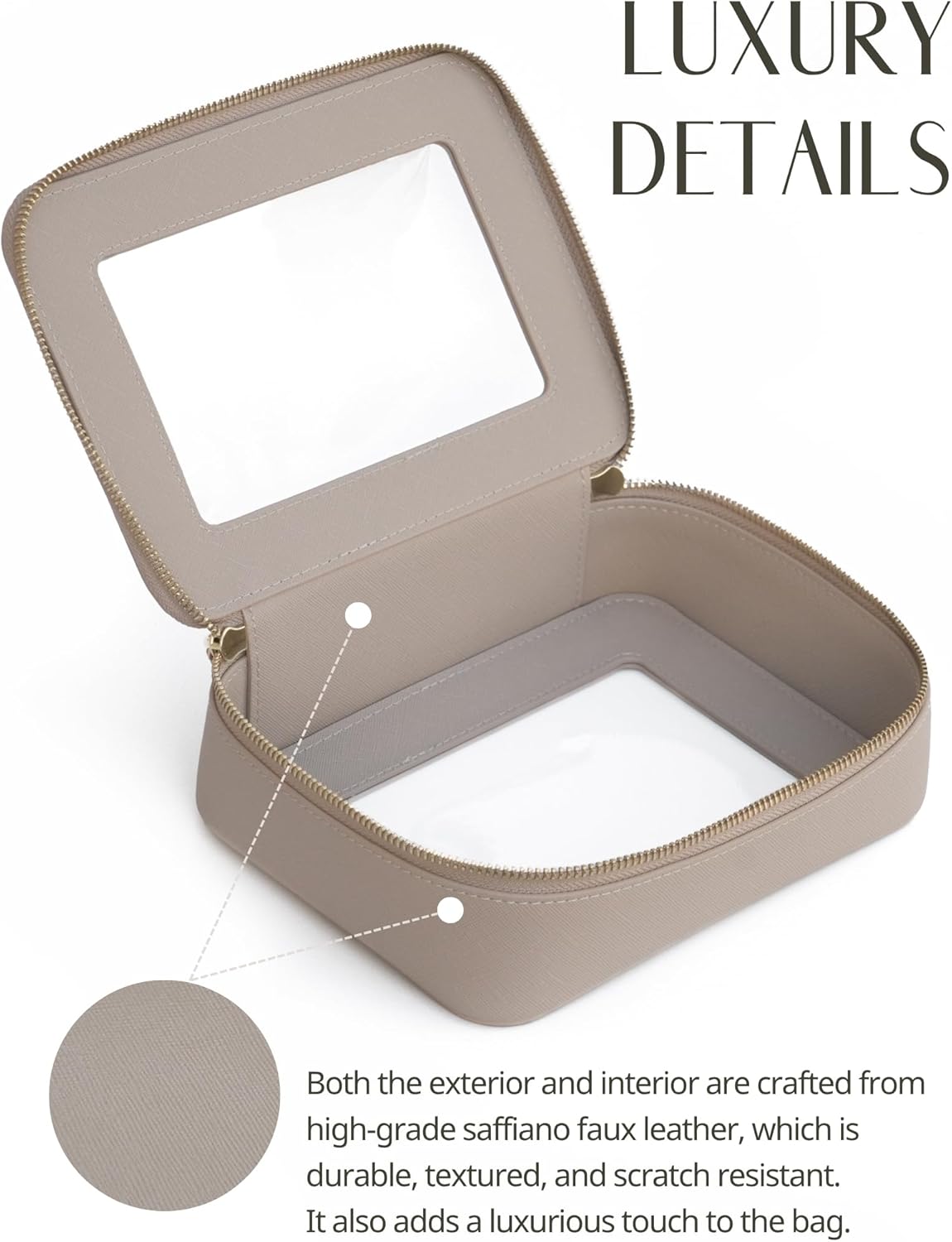 Popvibe Clear Makeup Bag Travel Cosmetic Case Transparent Toiletry Bag with Zipper, Portable Make Up Organizer Traveling Compact Car Bag for Essentials