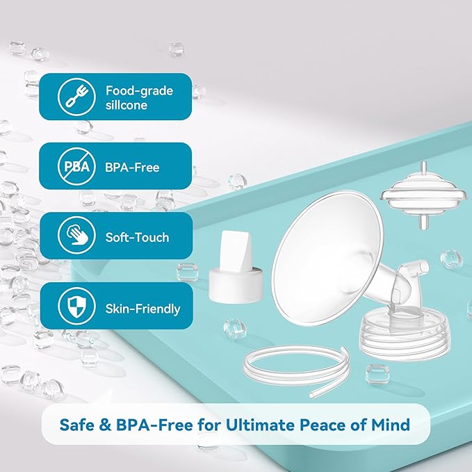 Breast Pump Accessories Kit - 17mm Flange Set Compatible with Spectra S1/S2/Motif Luna, Includes Valves, Tubing & Backflow Protectors