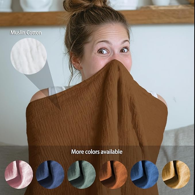 Muslin Nursing Covers for Breastfeeding, Arch Neckline Breast Feeding Covers for Women, Moms Privacy Breathable Summer Nursing Apron, 43.3" x 25.6" Soft Feeding Cover (Dark Brown)