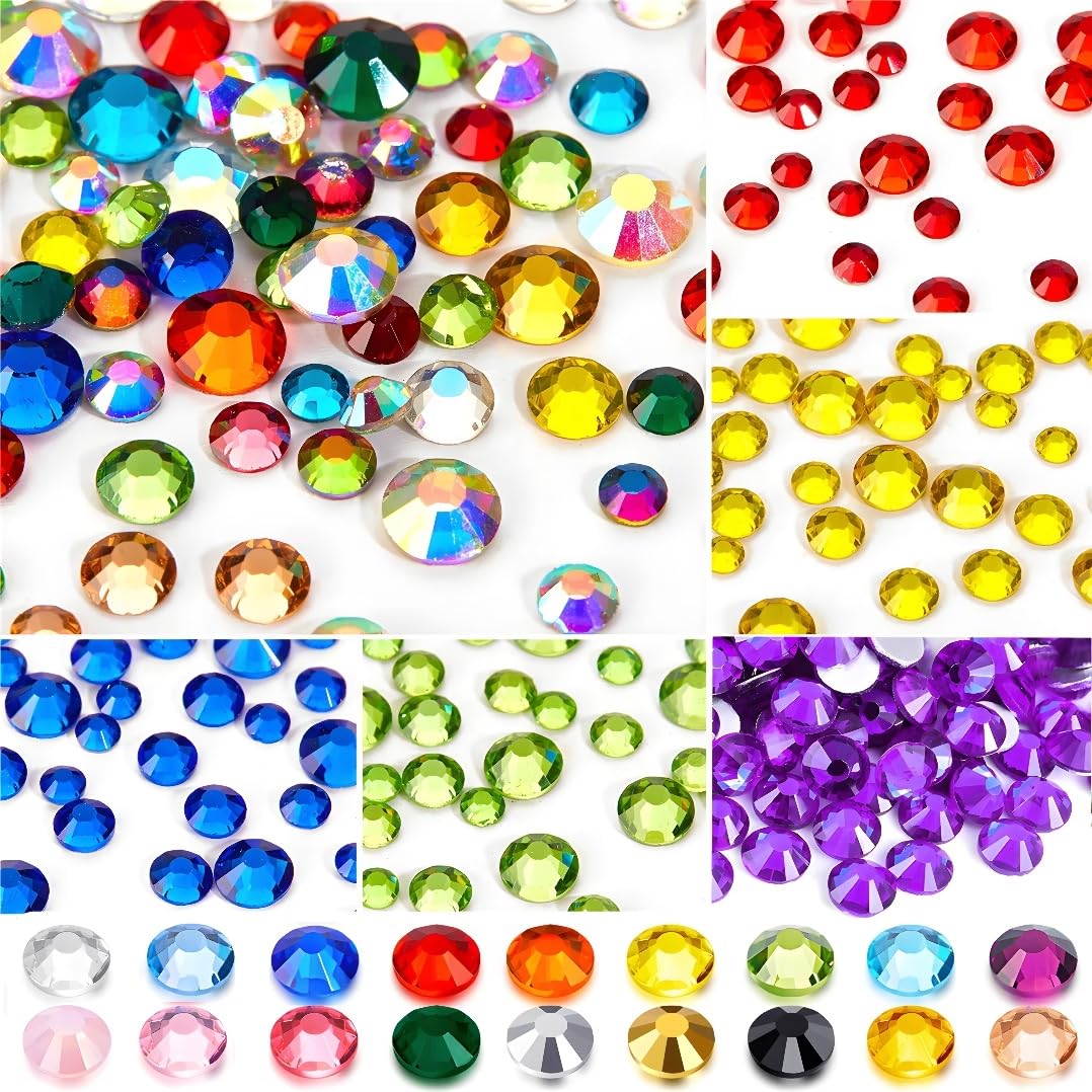 Flatback Rhinestones Round Gems for Nails Art and Crafts 4000Pcs SS6 2mm Glitter Crystals Stone DIY Bags Clothes Shoes (Black)