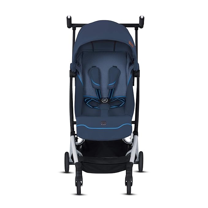 gb Pockit+ All City, Ultra Compact Lightweight Travel Stroller with Front Wheel Suspension, Full Canopy, and Reclining Seat in Night Blue