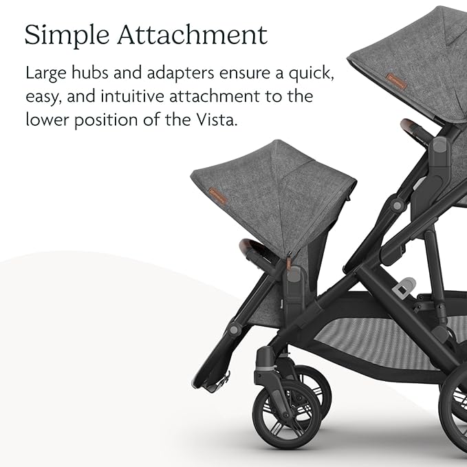 UPPAbaby RumbleSeat V3 Second Lower Seat - Compatible with Vista V2 and Vista V3 - All-Weather Seat + Magnetic Buckle – Adapters Included - Kenzi (Mystic Aqua/Carbon Frame/Saddle Leather)