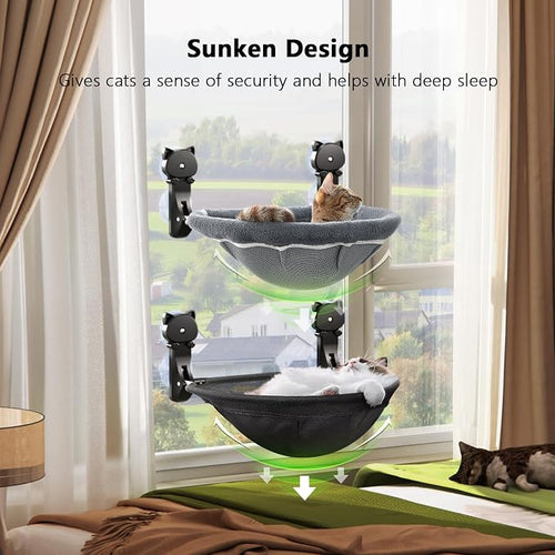 2 Pack Cat Window Perch Cordless, Kitty Hammock - Image 2
