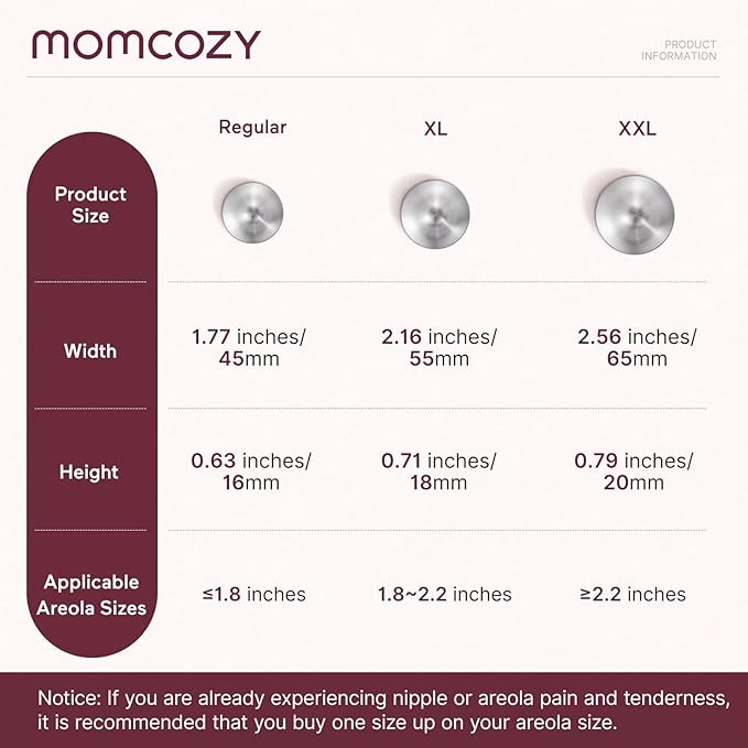 Momcozy 999 Silver Nursing Cups, Hole-Free Design, 999 Silver Nipple Shields, Breastfeeding Essentials, Silver Nipple Shields for Breastfeeding Newborns, Metal Nipple Shields, XL Size