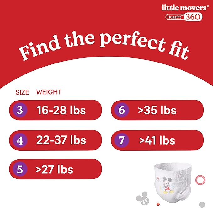 Huggies Size 6 Baby Diapers, Little Movers HuggFit 360° Baby Diapers with 360° Waistband, Size 6 (35+ lbs), 17 Count, Packaging May Vary