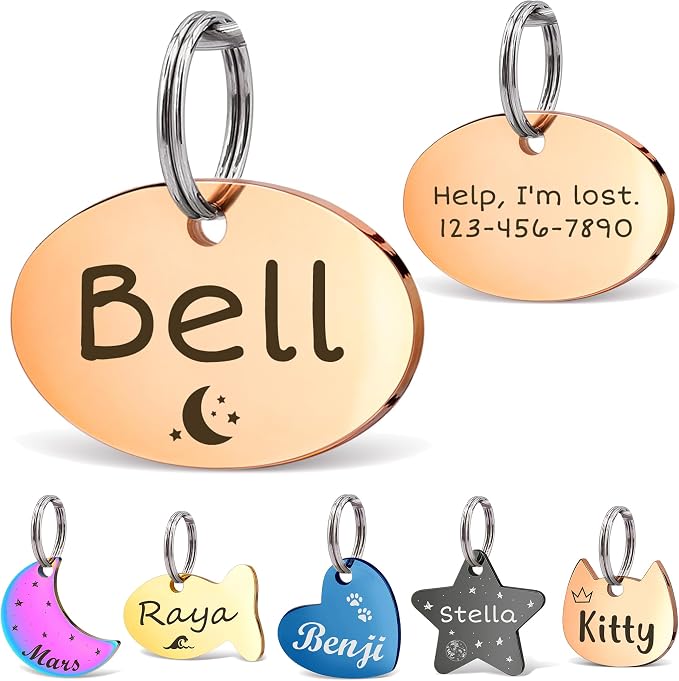 Anavia Small Size Dog Cat ID Tags, Small/XS Personalized Color Plated Stainless by Anavia