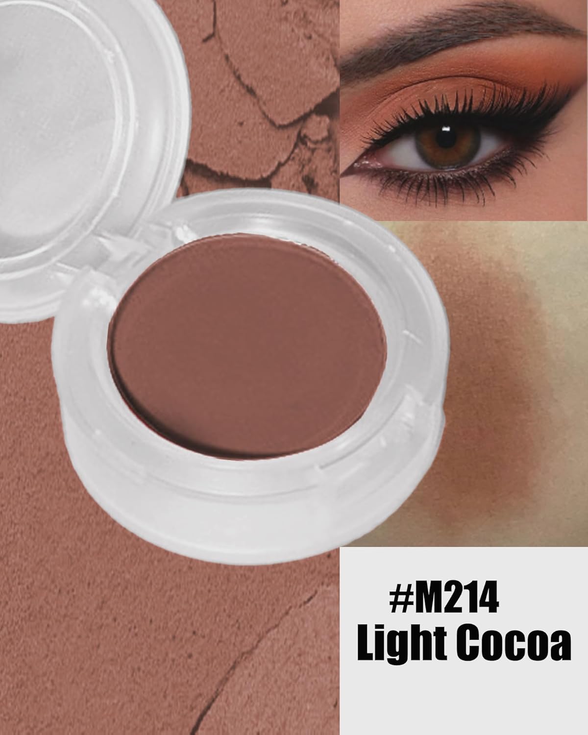 Single Matte Eyeshadow, Light Cocoa Nude Eye Shadow Brown Palette Makeup for Older Women, High Pigment Waterproof Pressed Eye Shadows Powder with Smooth Lightweight,Blendable for Daily Eye Look-214