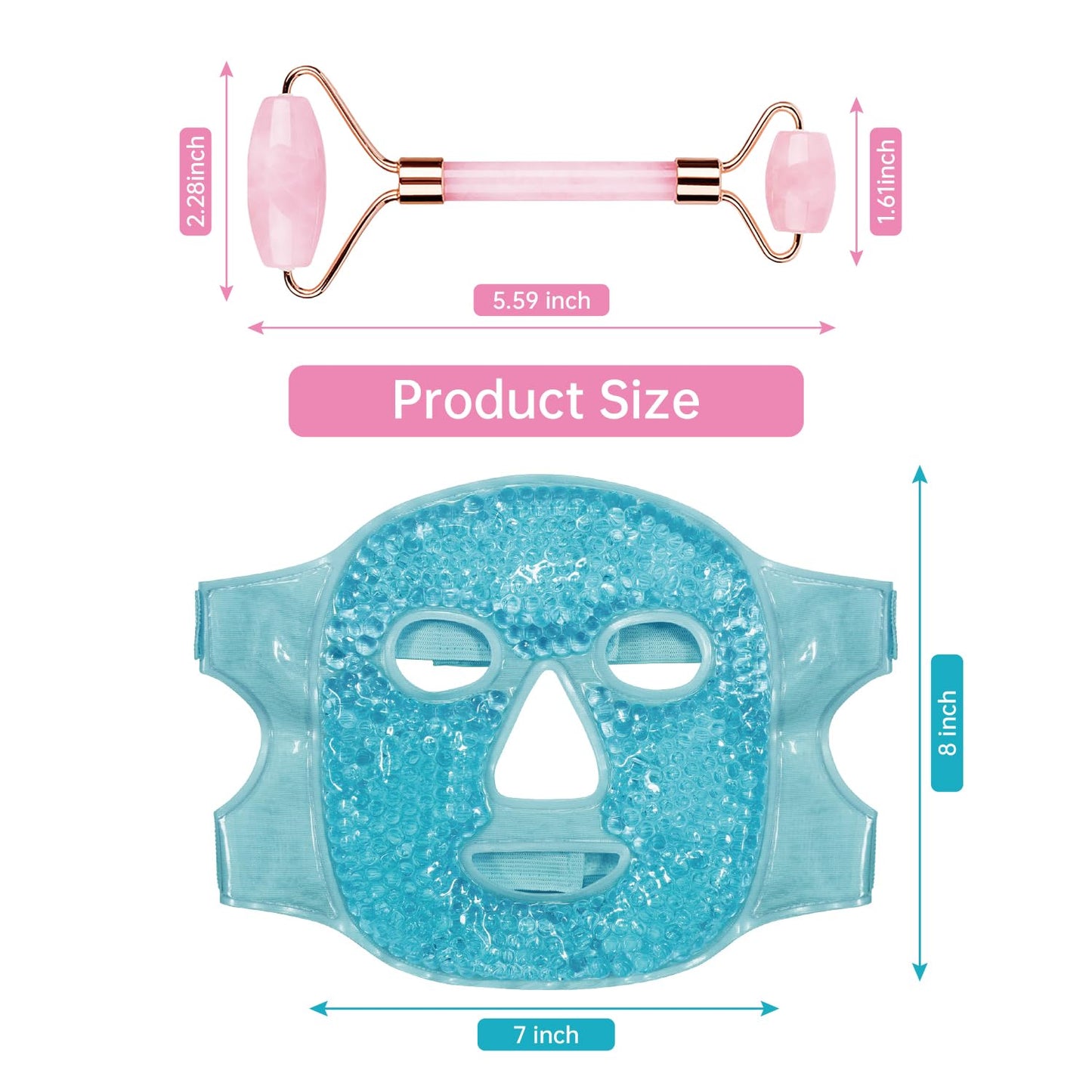 ZNÖCUETÖD Ice Face Roller Facial Jade Roller and Ice Face Mask Cold Cooling Gel Mask Gift Set for Women Face Aging Wrinkles Lifting Firming Puffy Eyes, Eye Face Neck Roller Massager SPA Tools