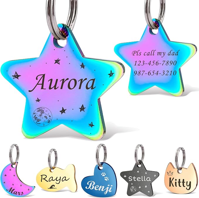 Anavia Small Size Dog Cat ID Tags, Small/XS Personalized Color Plated Stainless by Anavia
