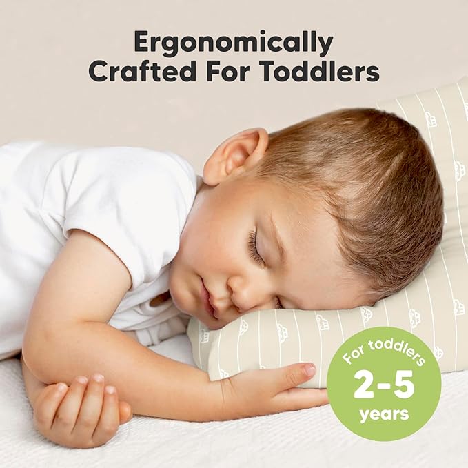 KeaBabies 2-Pack Toddler Pillow 13x18 - Soft Organic Cotton Kids Travel Bed Pillows for Sleeping, School, Nap, Machine Washable, Toddlers 2 to 5, Pillowcase Sold Separately (City Cars)