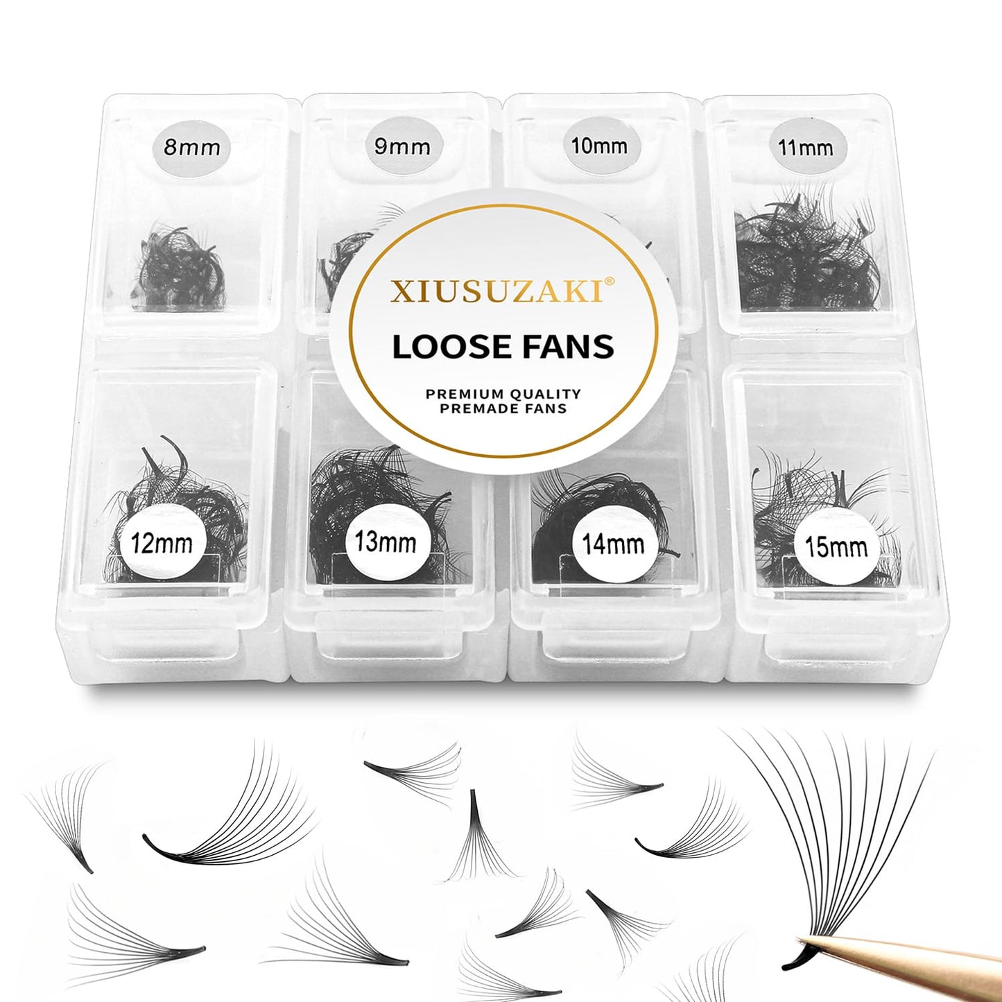 Premade Fans Eyelash Extensions 600 Fans 8D Premade Lash Fans Volume Lash Extensions 0.07 Thickness Eyelash Extension C Curl Mix 8-15mm Fluffy Soft Handmade Loose Fan(600Fans-8D-0.07-C,8-15mm)