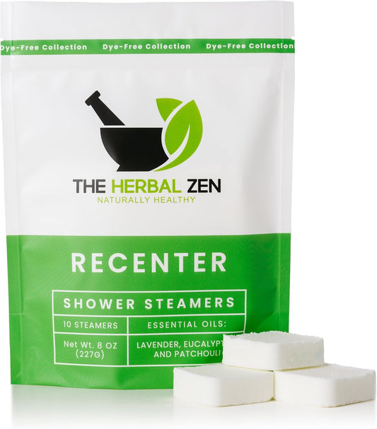 Recenter Shower Steamers Aromatherapy with Lavender and Eucalyptus Essential Oils, Aromatherapy Shower Bombs, Self Care Gift, Birthday Gift for Women, Bath Steamer for Women and Men