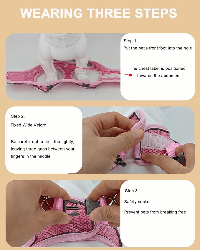 XXXS Red Soft Mesh Dog Harness and Leash Set, No Escape Puppy Harnesses - Image 5