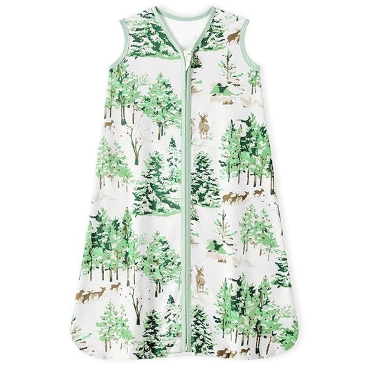 Baby Sleep Sack 12-18 Months 100% Cotton Lightweight 0.5 TOG Wearable Blanket Baby Sleep Bag with 2-Way Zipper for Infant Toddler Green Pine Tree