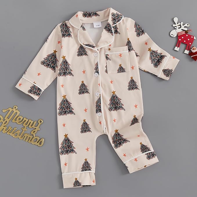 Balaflyie Baby Girl Button Down Pajamas Romper One-Piece Jumpsuit Long Sleeve Sleeper Infant Sleepwear