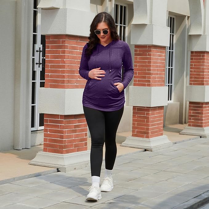 GINKANA Maternity Hoodie Long Sleeves Shirts Casual Maternity Top Pregnancy Sweatshirt Casual Clothes