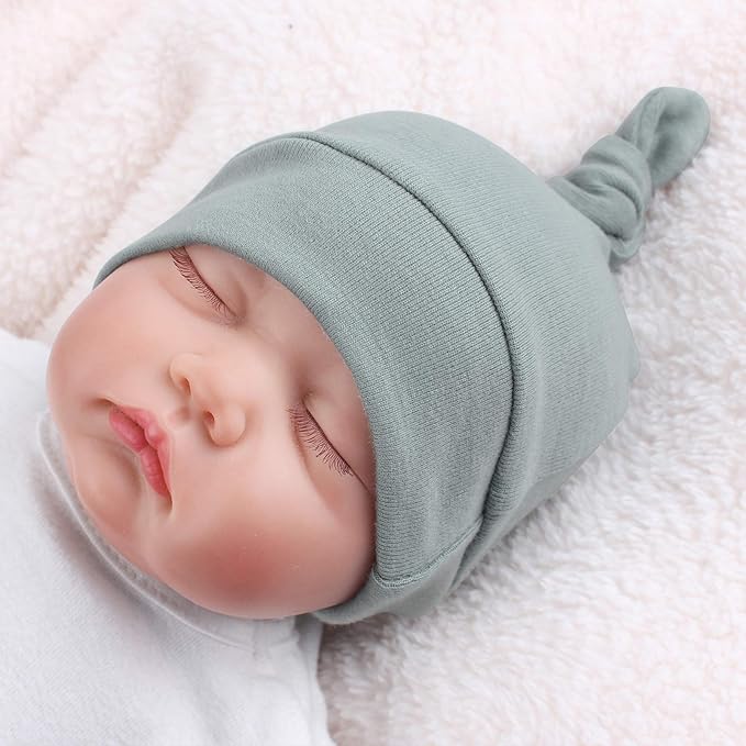 JANGANNSA Newborn Baby Hat Infant Baby Boys Beanie Top Knot Stretchy Hats for Girls 100% Organic Cotton