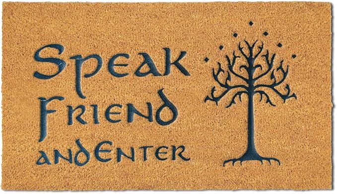 Coir Door Mat Outside Entrance, Speak Friend and Enter Funny Doormat, by Assaoy