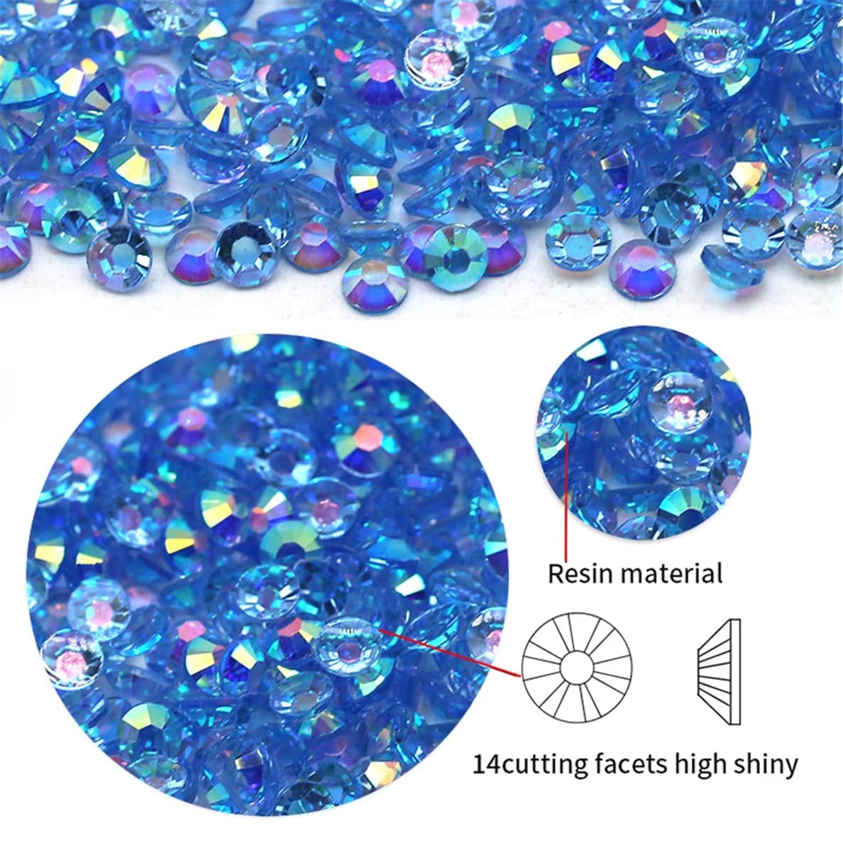 1440 Pcs SS20 5mm AB Flatback Rhinestones for Nails Art Crafts Transparent Glitter Round Gems Crystals DIY Clothes Shoes(Clear Dark Purple AB)