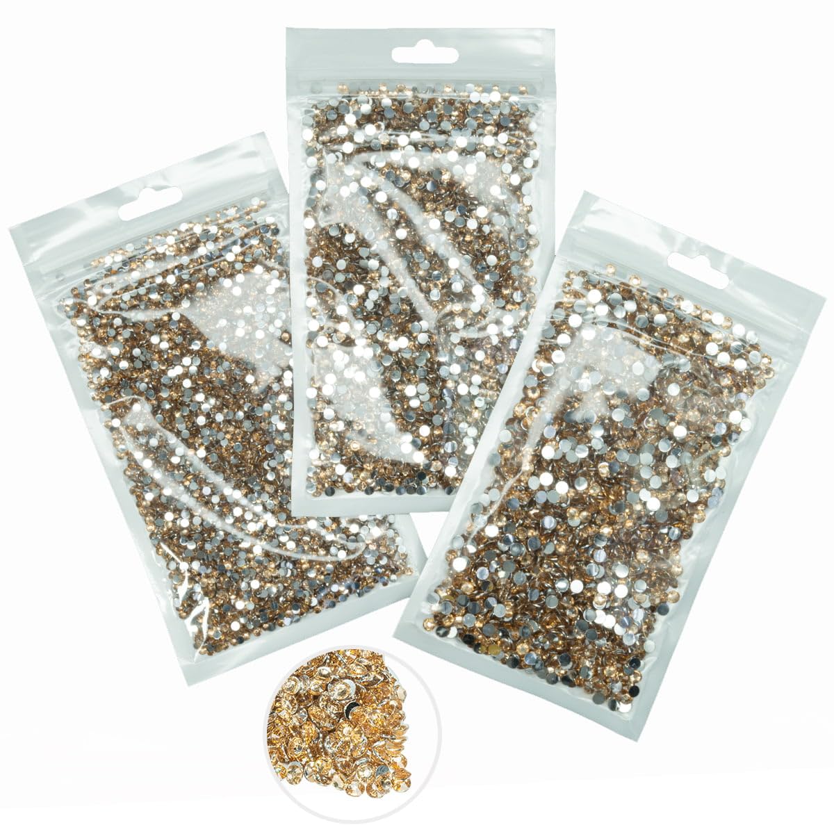 16000PCS Champagne Crystal Resin Rhinestones for Crafting 3mm 4mm 5mm Flatback Stones Non-Hotfix Golden Diamonds Crystals Gems Charms for Nails Face Eyes Makeup Tumblers Bottles Crafts Clothes