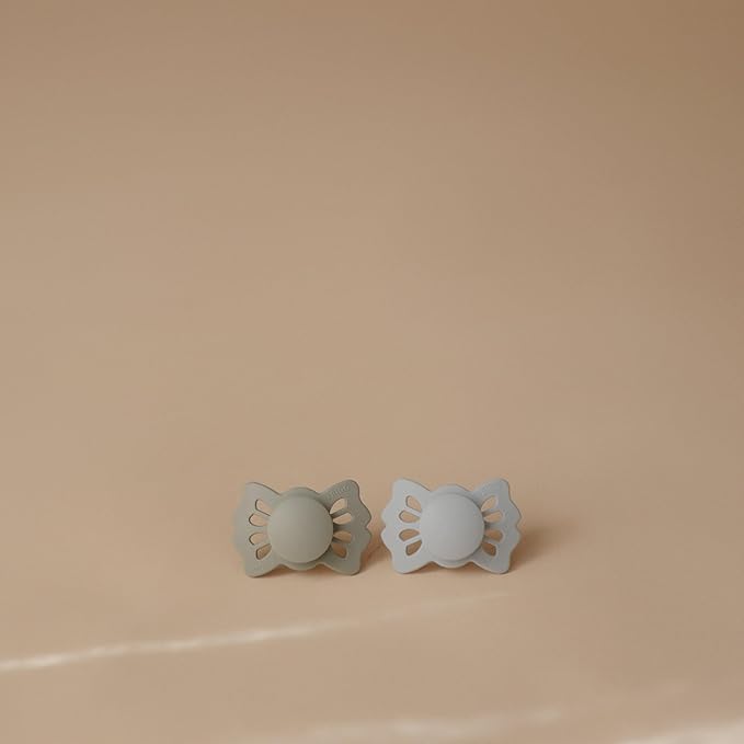 FRIGG Lucky Symmetrical SilkySoft Silicone Baby Pacifier | Made in Denmark | BPA-Free (Sage/Powder Blue, 0-6 Months)