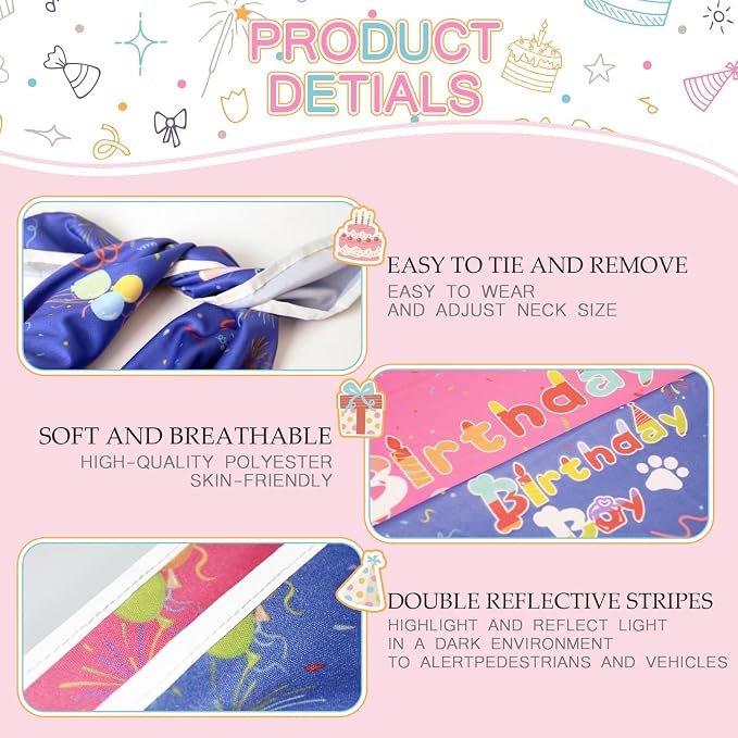 Birthday Dog Bandanas Girl, Cat Dogs Triangle Pet Scarves - Image 4