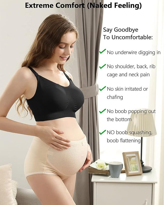 iloveSIA Nursing Bras for Mom Breastfeeding, Seamless Supportive Sleep Bra for Maternity Postpartum S-2XL 3Pack