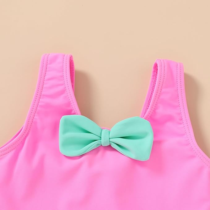 YOUNGER TREE Toddler Swimsuit Girl Cute Stripe One-Piece Ruffle Swimwear Baby Girl Bathing Suits with Bow