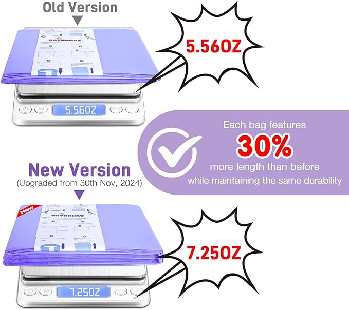 Diaper Pail Refill Bags Compatible With Dekor Plus Diaper Pail, Extra 30% Length, Lavender Scent, 5 Pack