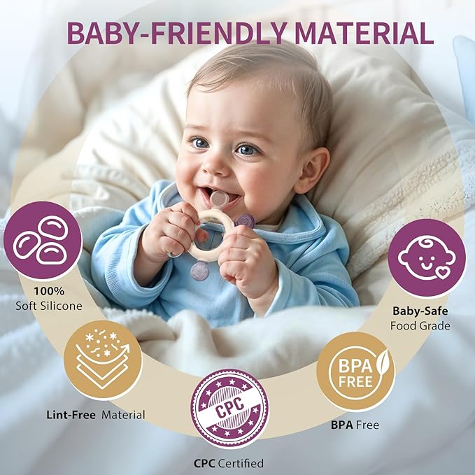 akolik Teething Toys for Babies, Baby Teethers Toy Teething Ring Silicone, Grasping Teething Toy, BPA Free Teething Newborn Accessories for Baby 0 3 6 9 12 18 Months (Ringer Grey)