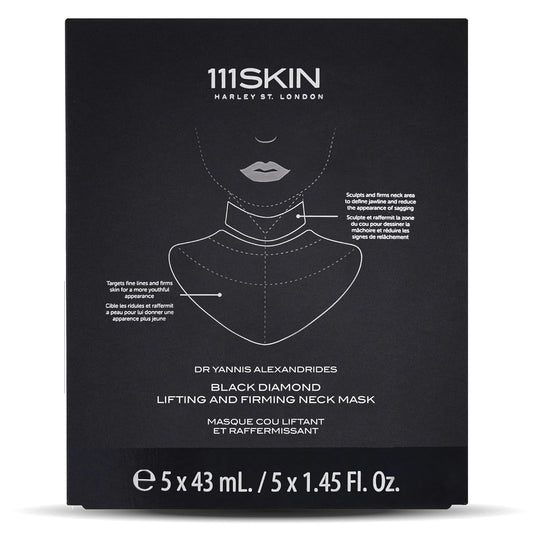 111SKIN Black Diamond Lifting & Firming Neck Mask, Hydrogel Neck Wrinkle Masks for Fine Lines & Sagging Skin on Chest & Décolletage with Peptide & Niacinamide, 5 Sheet Masks (1.45 fl oz Each)