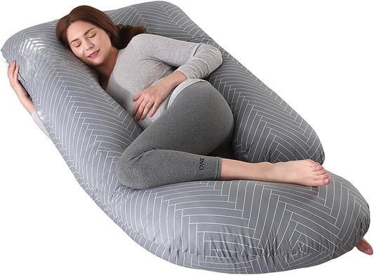 Pregnancy Pillow, Full Body Maternity Pillow 57 inch, with Removable Washable Cover - Sleep Support for Legs, Back, Neck, Shoulder, HIPS, Belly for Pregnent Women, 100% Cotton
