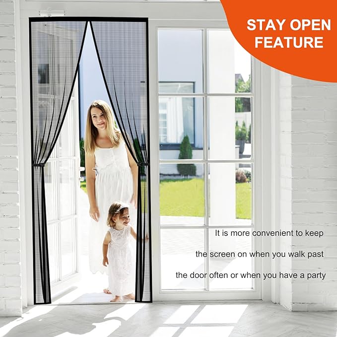Fiberglass Magnetic Screen Door Fit Door Size 32 x 80 in- Heavy Duty Fiberglass - Image 3
