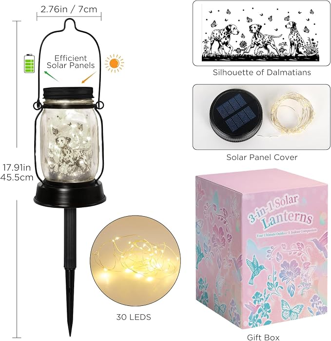 Dalmatian Gifts for Women/Men Dalmatian Solar Lanterns Mom Birthday Spotted Dog - Image 9