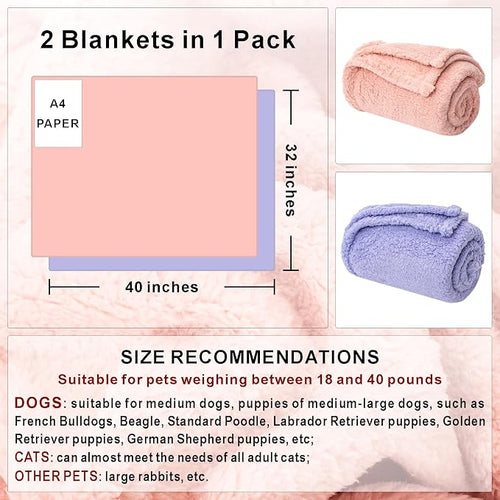 2 Blankets, Dog Cat Pet Blanket, Soft Warm Fleece, - Image 2