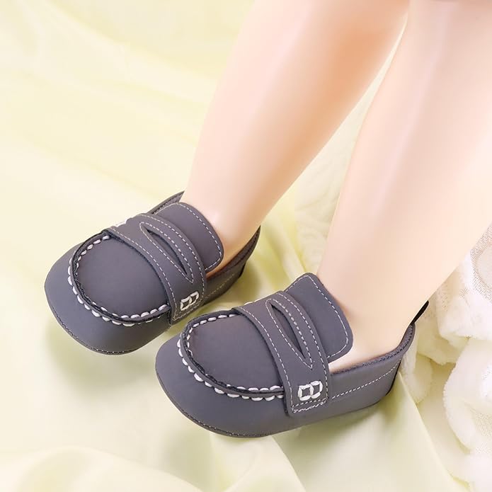 LONSOEN Baby Girls Boys Loafers Prewalker Dress Crib Shoes