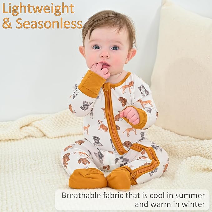 LollyBanks Baby Pajamas, 2-Way Zipper Romper, 95% Viscose Made from Bamboo and 5% Spandex, Baby Sleepers