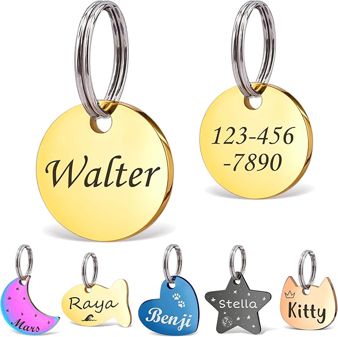 Anavia Small Size Dog Cat ID Tags, Small/XS Personalized Color Plated Stainless by Anavia