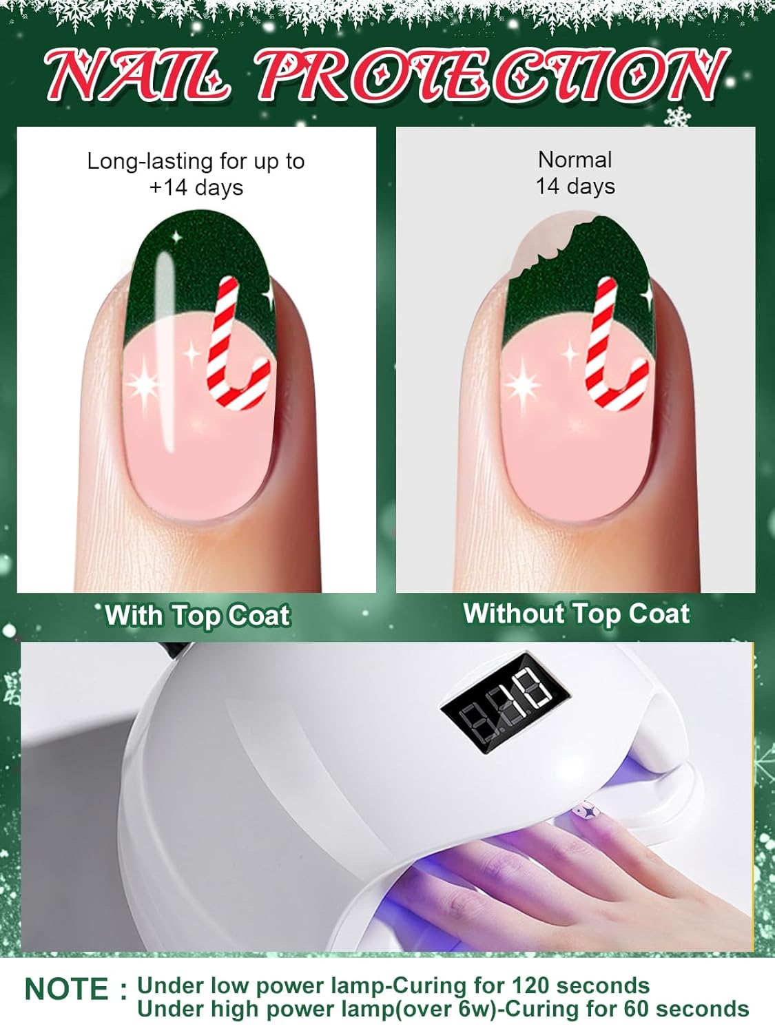 EBANKU 24PCS Semi-Cured Gel Nail Strips - French Snowflakes Candy Gingerbread Man Gel Nail Art Sticker Stickers with Nail File