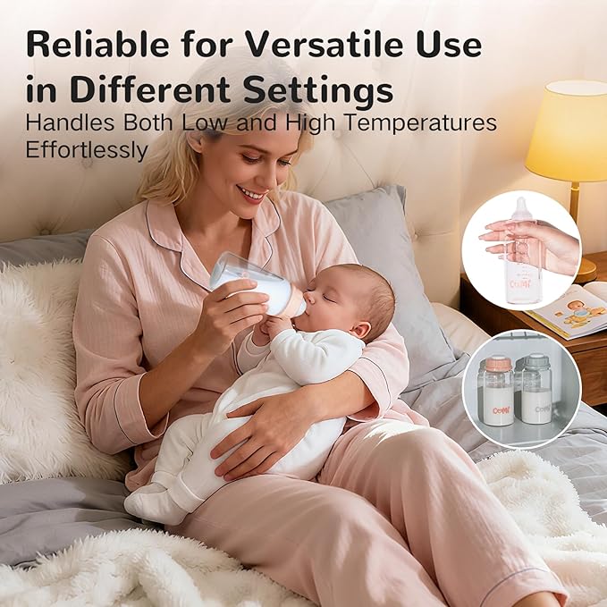 COMI Natural Glass Baby Bottle,Standard Neck Breastmilk Storage Bottle for Fridge,Breast Milk Container,Breast Pump Bottle Compatible with Medela Breast Pump,BPA Free,4PCS(5oz,4 Pink Lids)