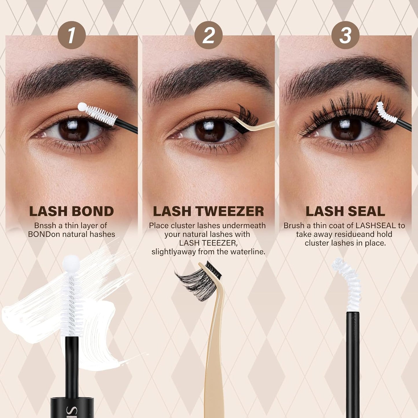 JMS&JMS Lash Clusters Kit Lash Extension Kit with Lash Bond and Seal Eyelash Applictor Lash Remover Eyelash Brush Lash Extension Kit for Beginner (MISS BELLA-8-18mix)