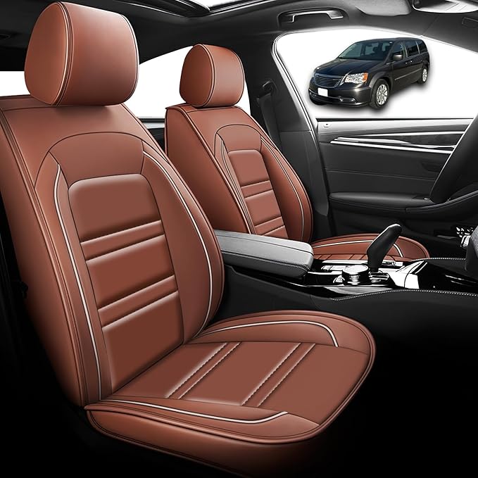 Seat Cover for Chrysler Car Town and Country 2000-2016 | Car Seat Covers Front Seats, Waterproof Seat Protectors, Automotive Front Seat Covers (Front Seat, Coffee)