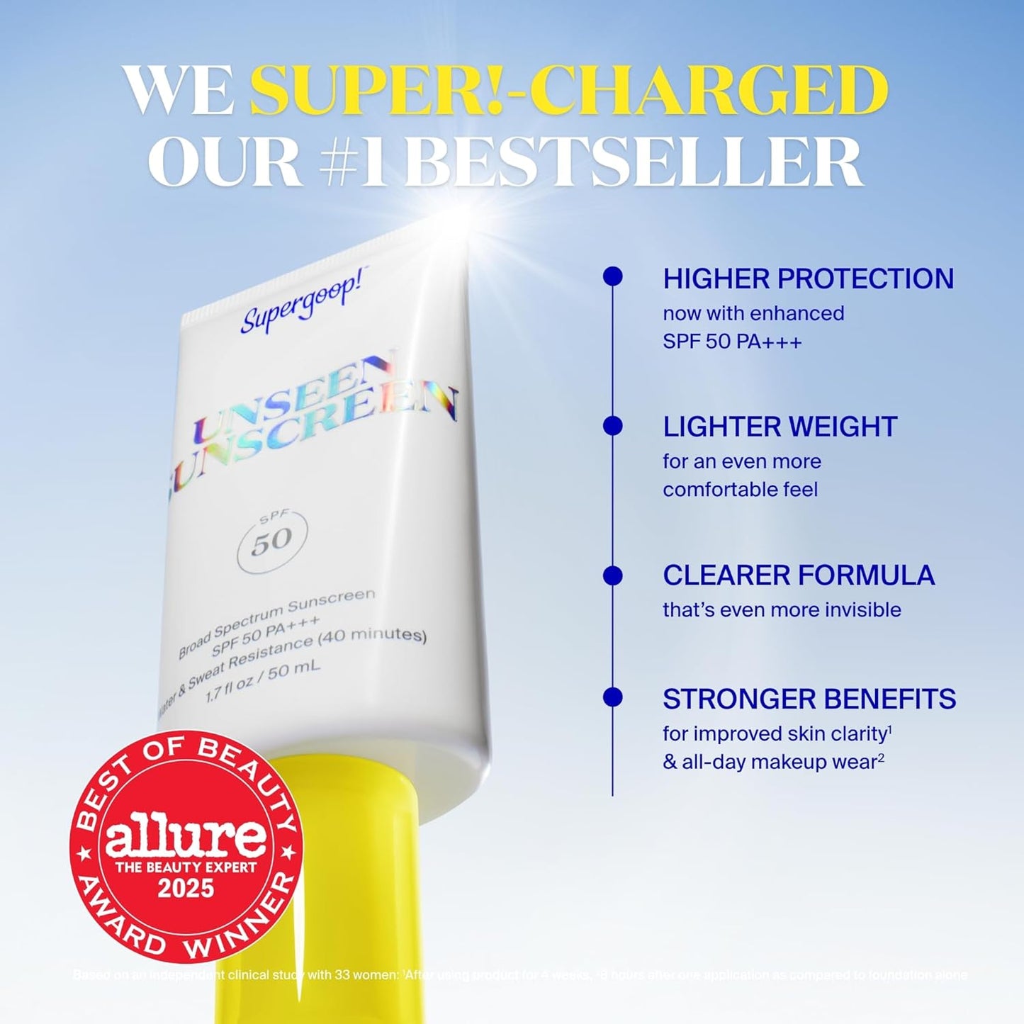 Supergoop! Unseen Sunscreen SPF 50 Invisible Sun Protection for Face - Broad Spectrum Face Sunscreen + Makeup-Gripping Primer - Weightless, Scentless, Oil Free - For All Skin Types - 1.7 fl oz