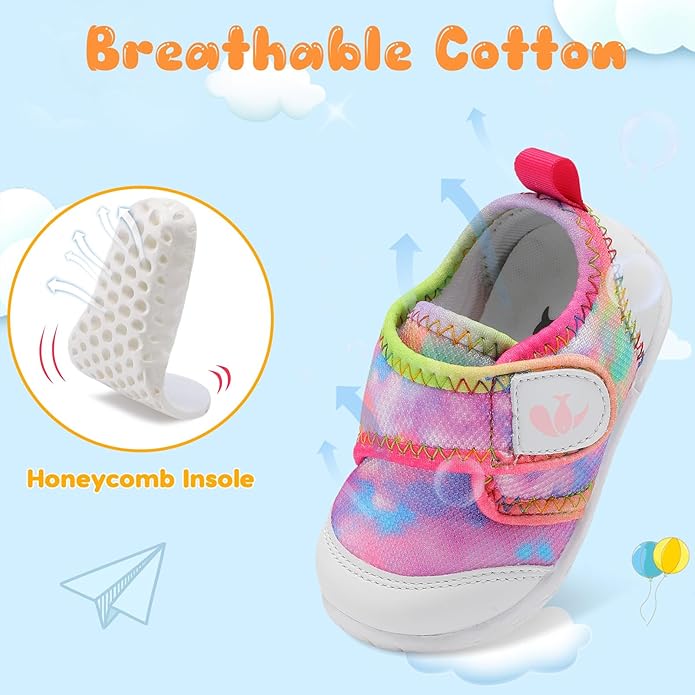 FEETCITY Baby First Walking Shoes Boys Girls Infant Sneakers Crib Shoes Breathable Lightweight Slip On Shoes