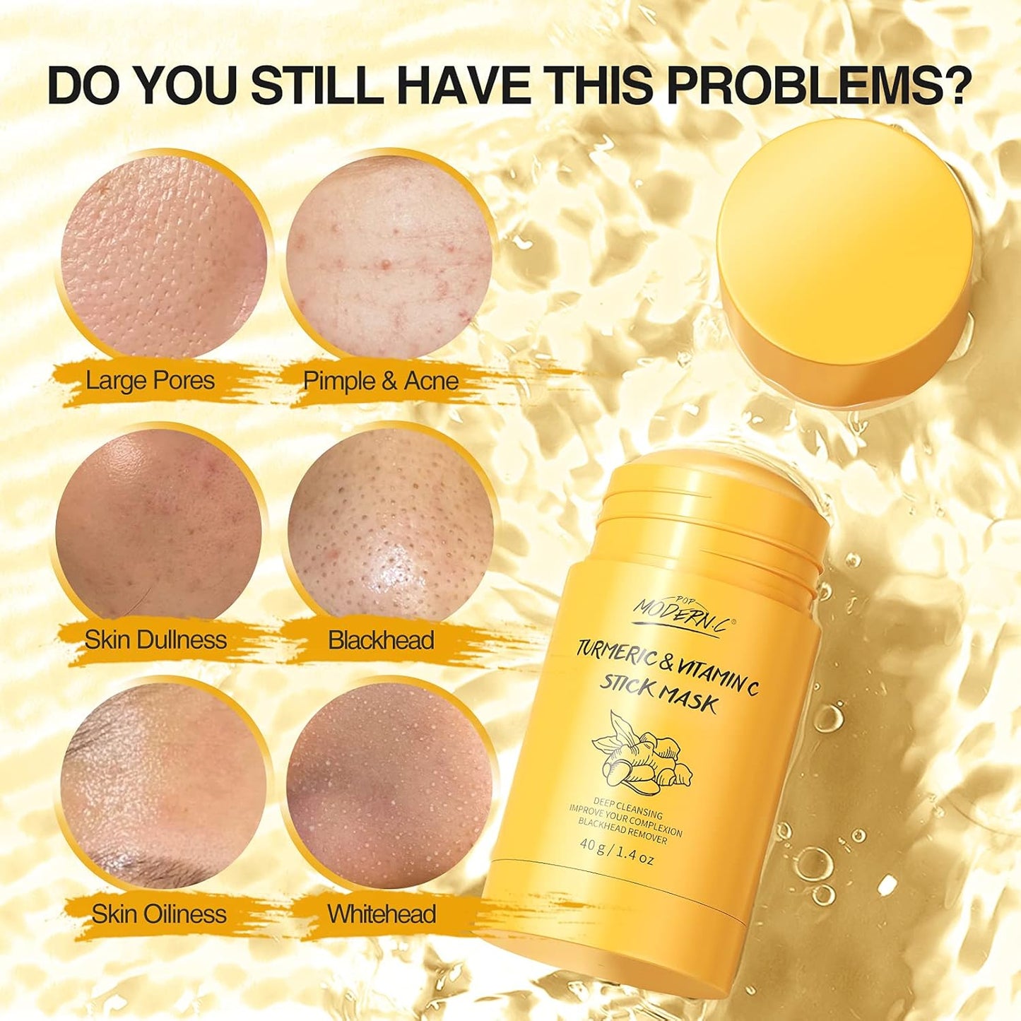 Turmeric Clay Stick Mask Organic Vitamin C Mask for Blackhead Cleansing Clay Mud Mask for Deep Clean Pore Improve Skin Acne Facial Mask With Blackhead Remover Extractor Tools