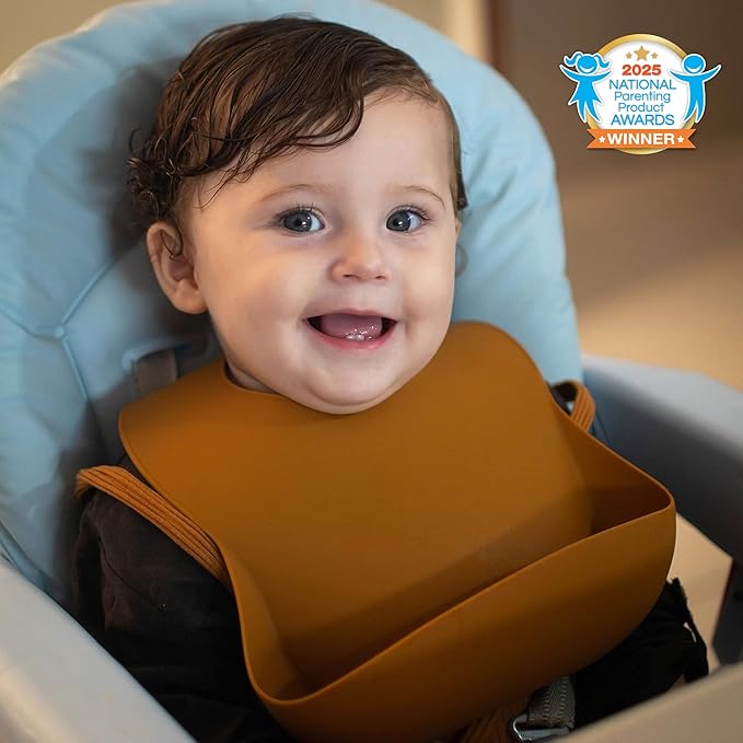 Moonkie Silicone Baby Bibs Set Of 2 | BPA Free Waterproof | Soft Flexible Silicone Bibs for Babies & Toddlers(Pale Mauve/Shifting Sand)