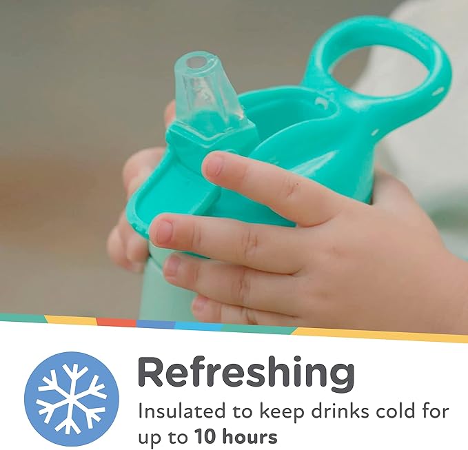Nuby Thirsty Kids No Spill Flip-It Reflex Stainless Steel Travel Cup or Water Bottle - 10 Oz - 18+ Months - White - Back to School Essentials